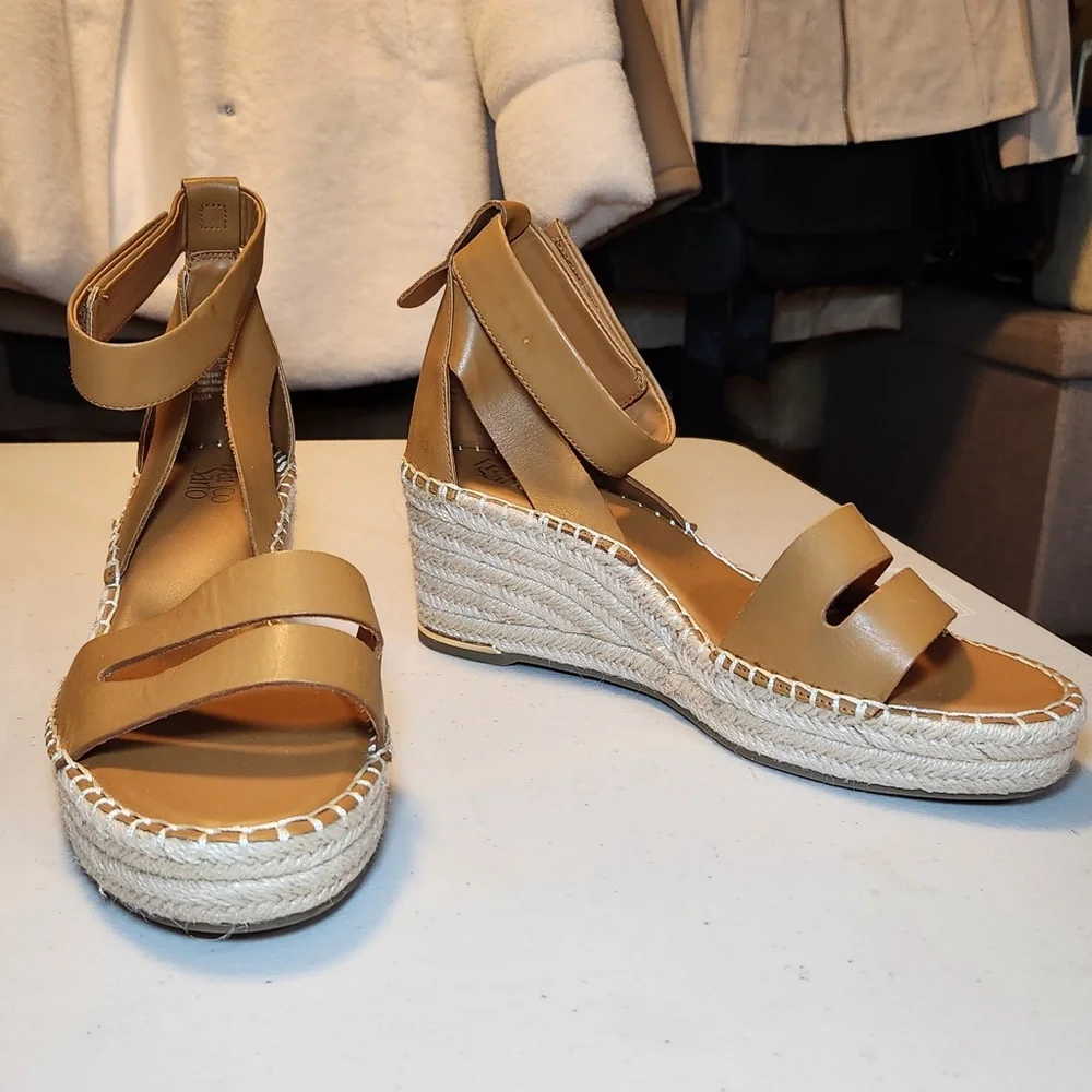 New Franco Sarto Women’s Callia Wedge Espedrille Sandals Summer Vacation Leather